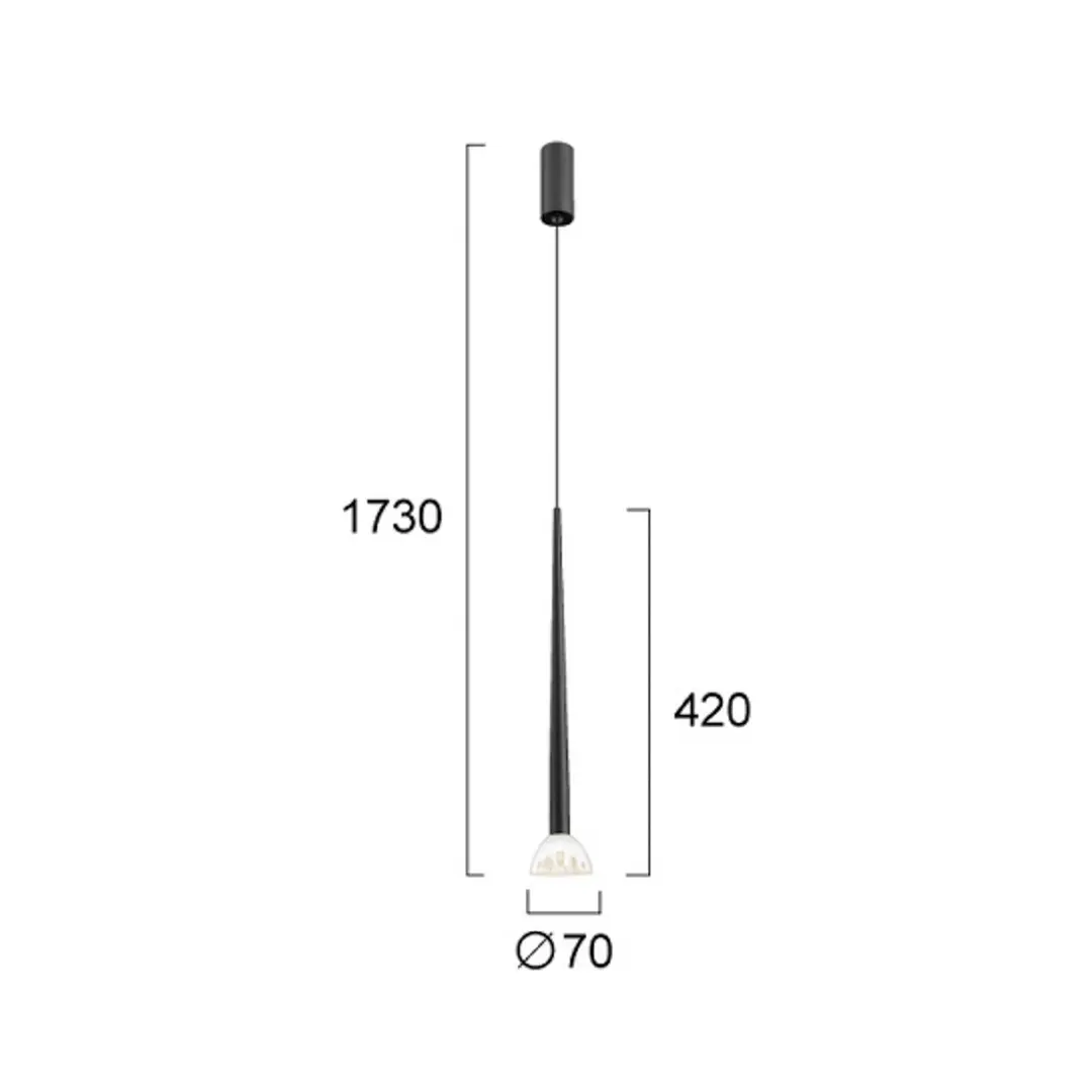 Viokef LED-Hängelampe Rina, schwarz/klar, Ø 7 cm, Metall/Acryl