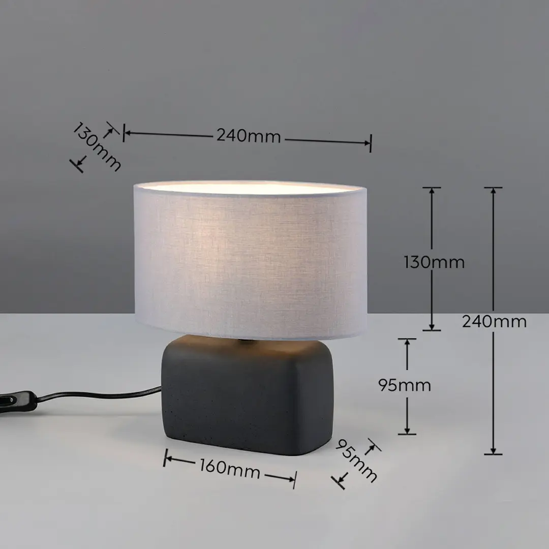 Trio Lighting Tischlampe Livare, Höhe 24 cm, grau/schwarz, Beton/Stoff