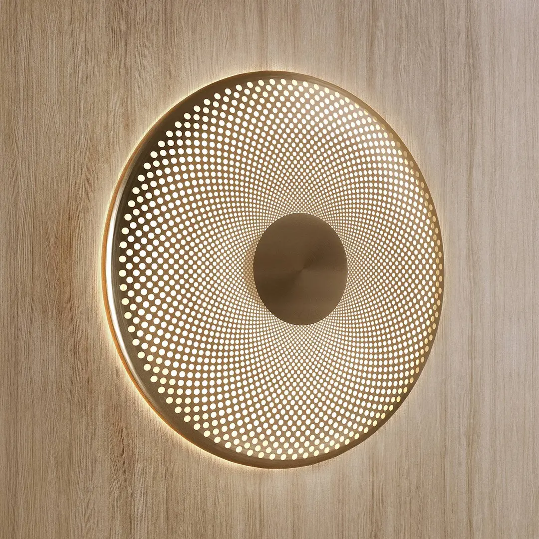 Northern LED-Wandleuchte Glint, messingfarben, Ø 36 cm