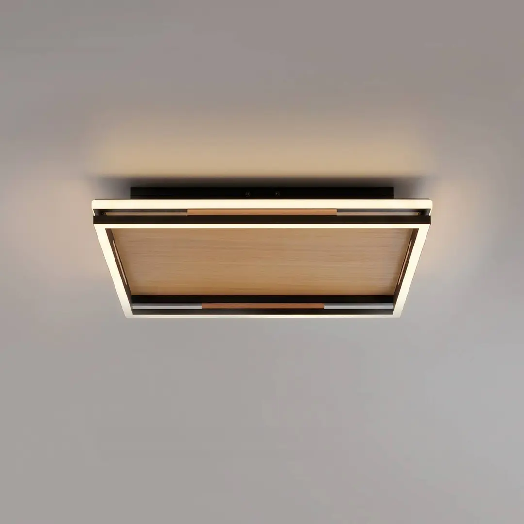 PAUL NEUHAUS LED-Deckenlampe Sveja, Länge 45 cm, schwarz/holzfarben, CCT