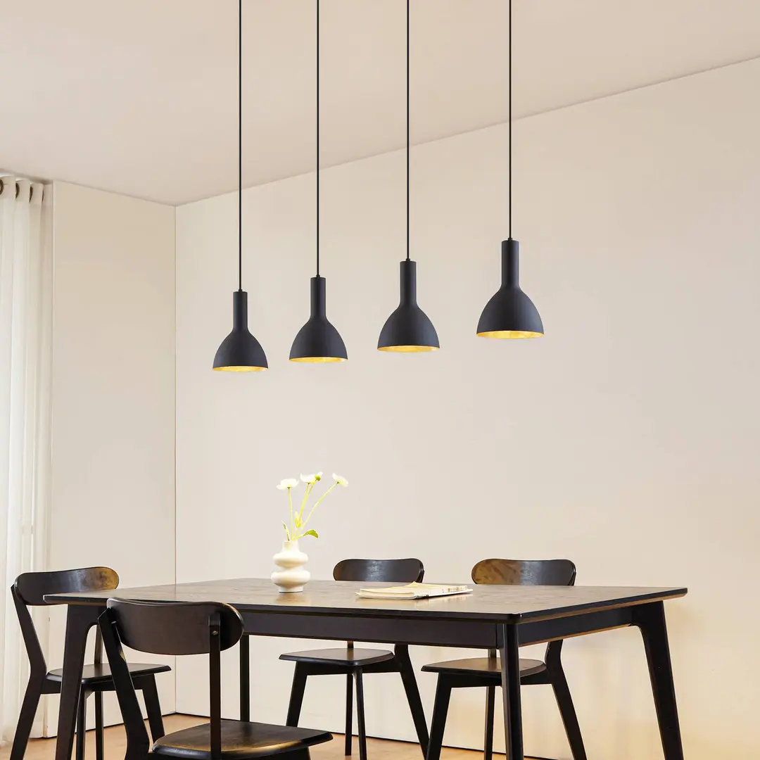 Arcchio Hängelampe Cosmina, 4-flammig, Länge 120 cm, schwarz