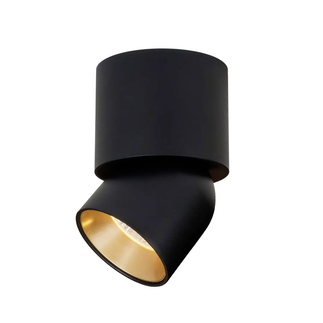 The Light Group SLC LED-Deckenstrahler CUP, schwarz/gold, 927, Ø 7,5 cm, dim