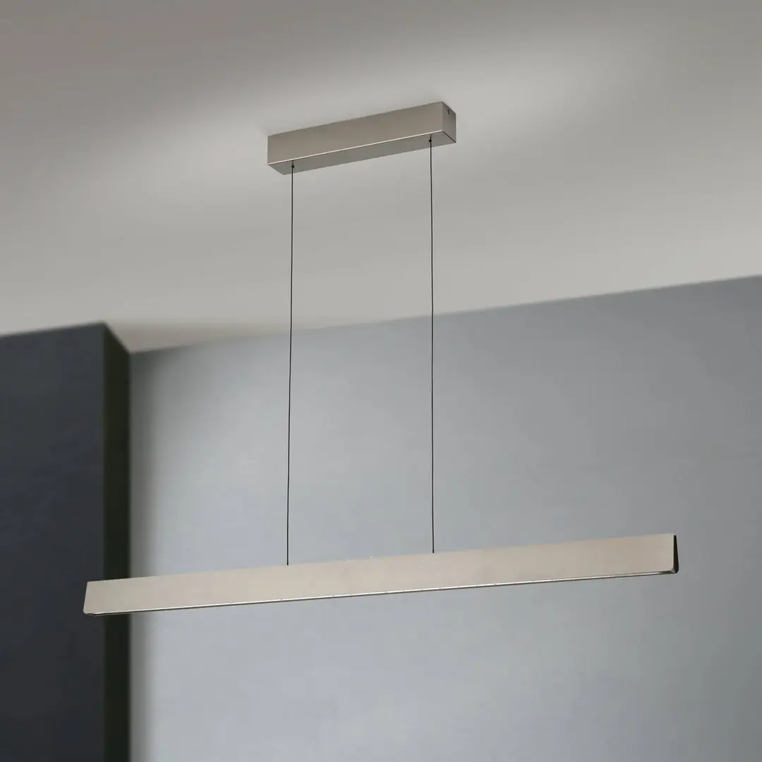 Orion LED-Hängelampe Tara, nickelfarben, Länge 120 cm, Alu/Stahl