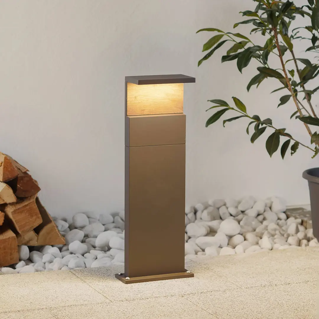 Mantra Iluminación LED-Wegeleuchte Ruka mit Holz-Element, 60 cm