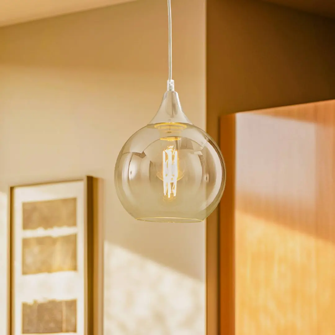 Eko-Light Hängeleuchte Monte aus Glas, einflammig, silber
