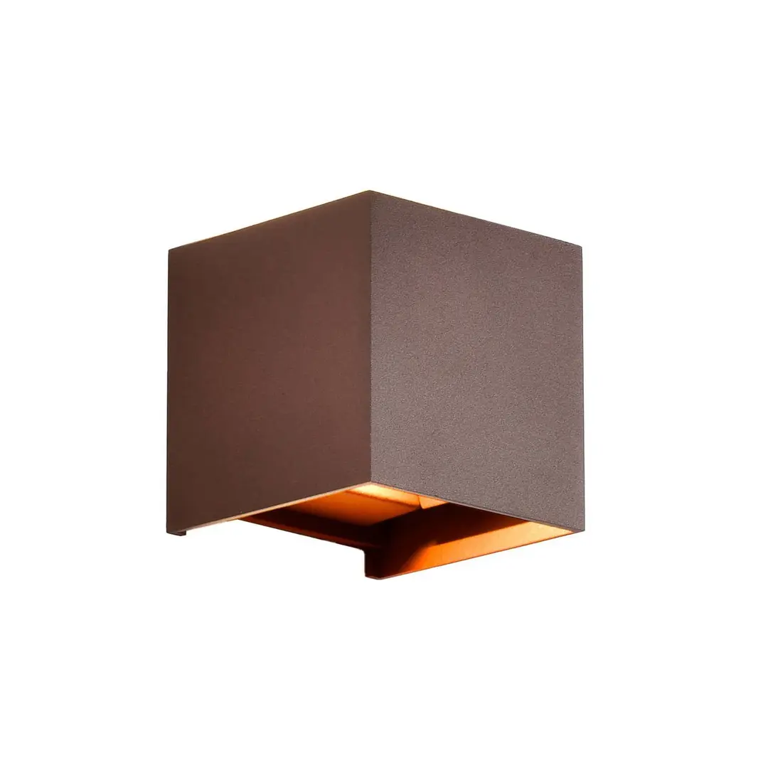 Mantra Iluminación LED-Außenwandleuchte Davos, corten, eckig, dimmbar Aluminium