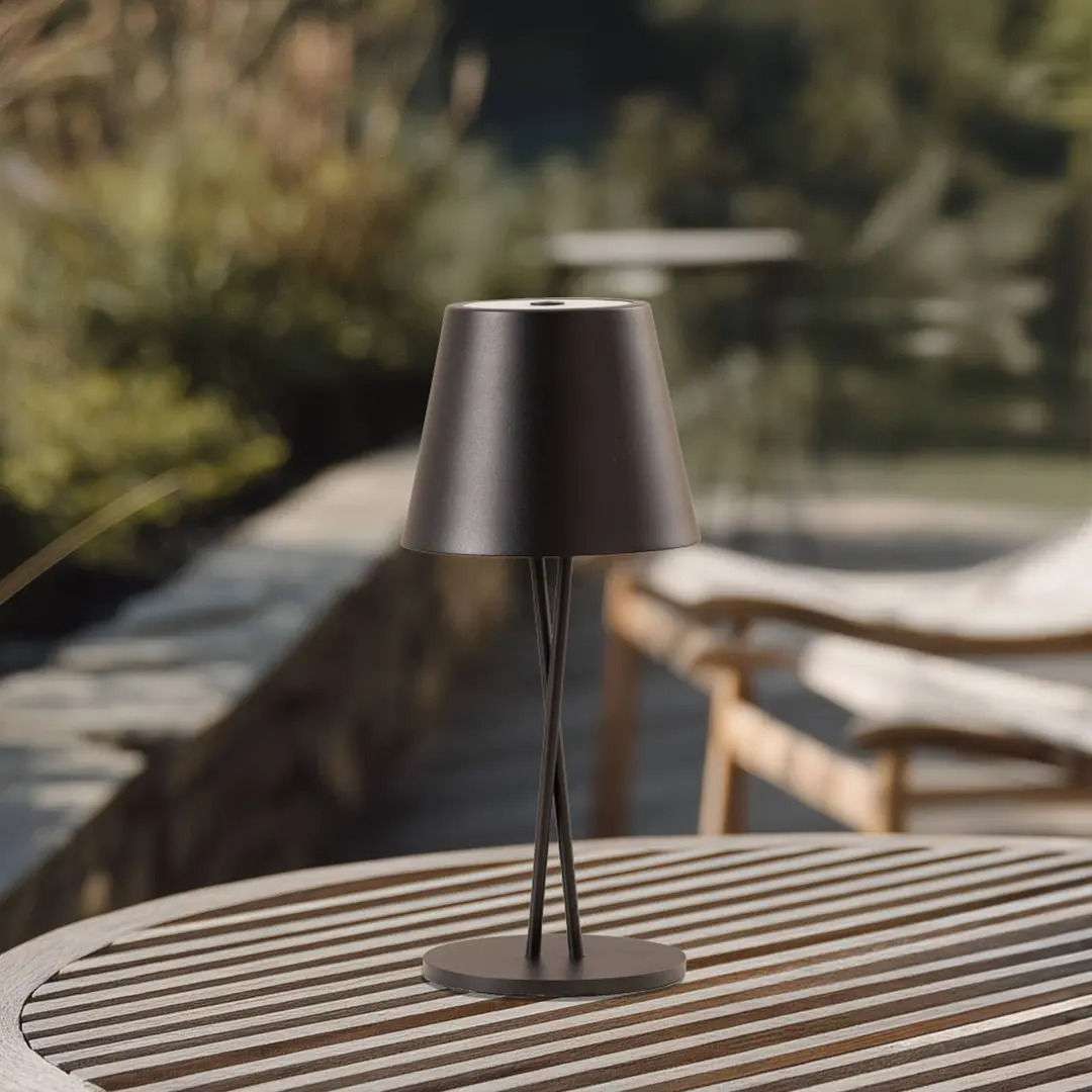 Lindby LED-Akkutischleuchte Janea CROSS, schwarz, Metall
