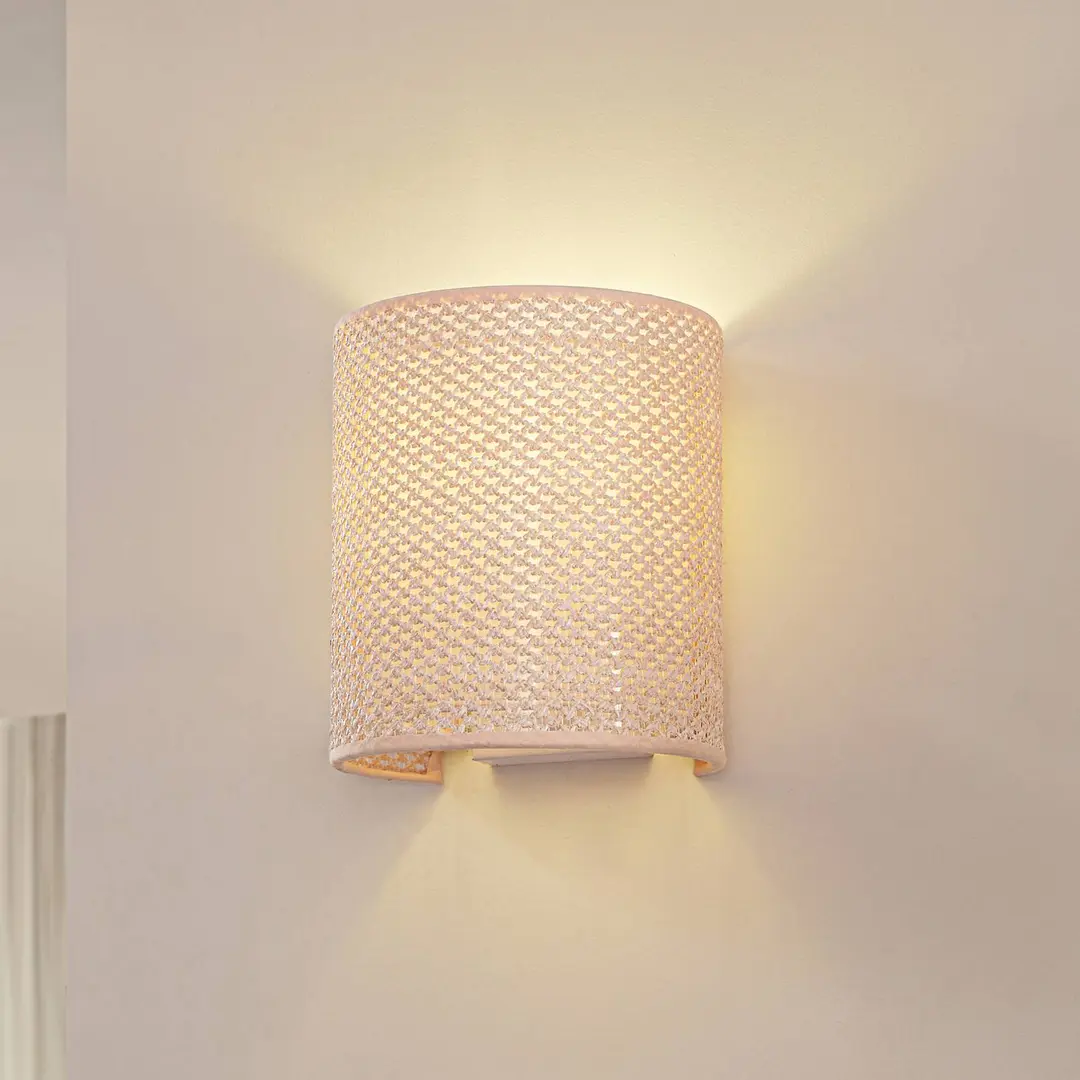 Lindby Wandleuchte Soula, 20 cm, beige, Kunststoff, E27