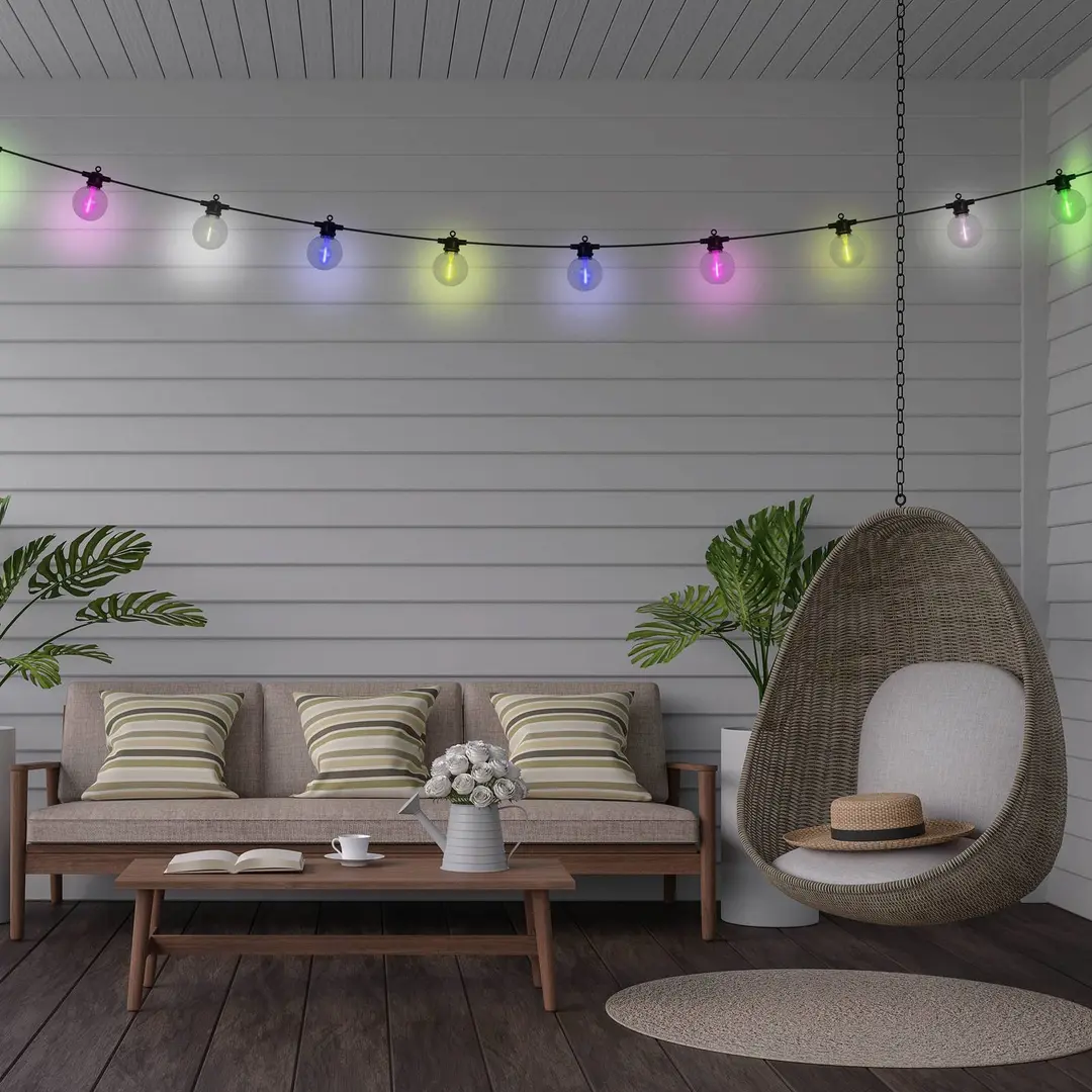 Naeve Leuchten LED-Solar-Lichterkette CADENA, RGB, schwarz, 10-flg., 5 m