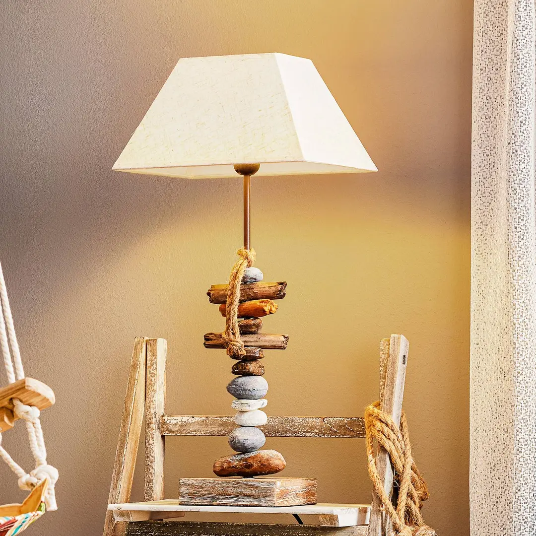 ONLI Tischlampe Seregon mit Steindekoration, Höhe 63 cm