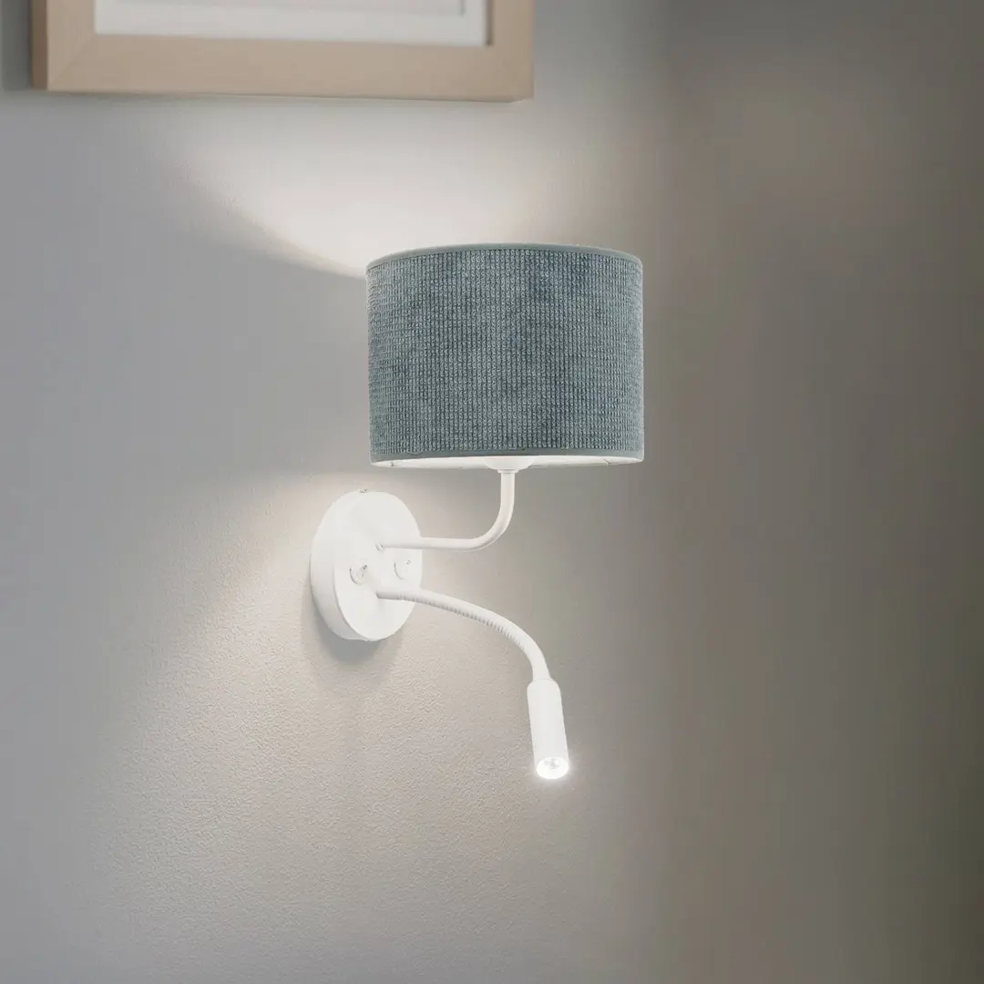 Duolla Wandleuchte Roller, Cord mint, weiß, mit Leselicht