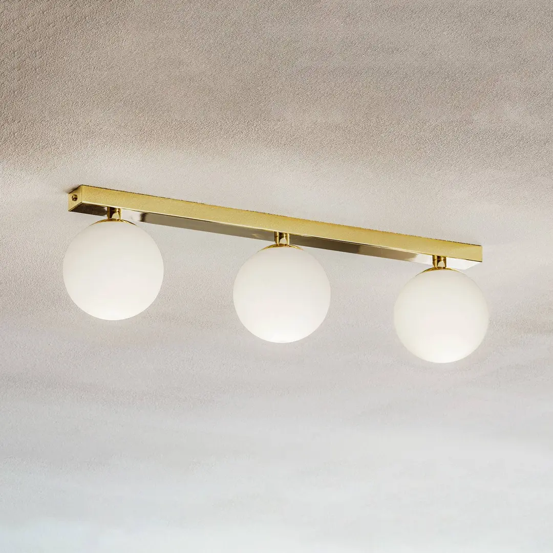 Argon Deckenlampe Fatis Opalglas/messing 3-flammig lang
