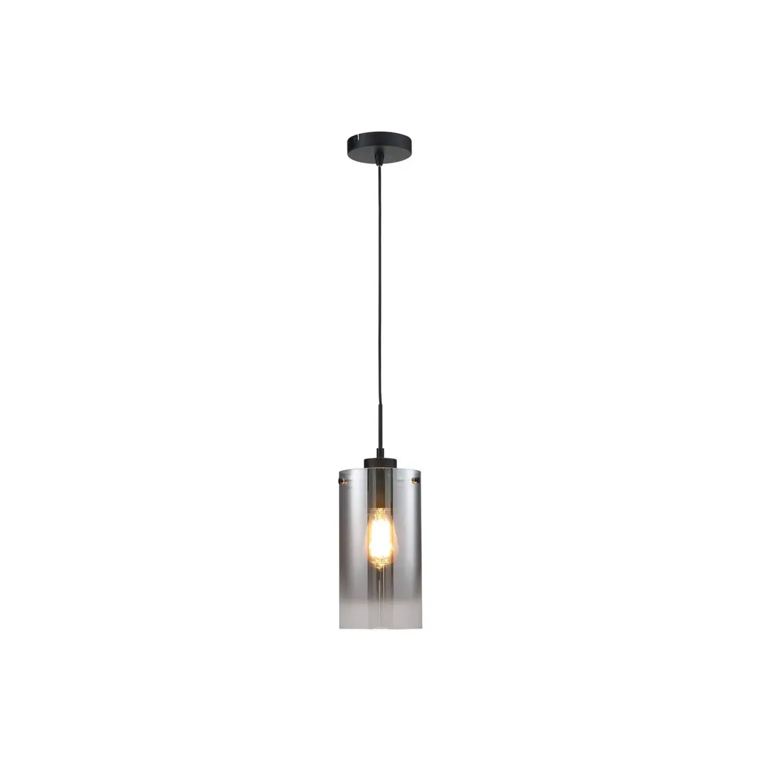 Freelight Hängelampe Ventotto, schwarz/rauch, Ø 15 cm, Glas