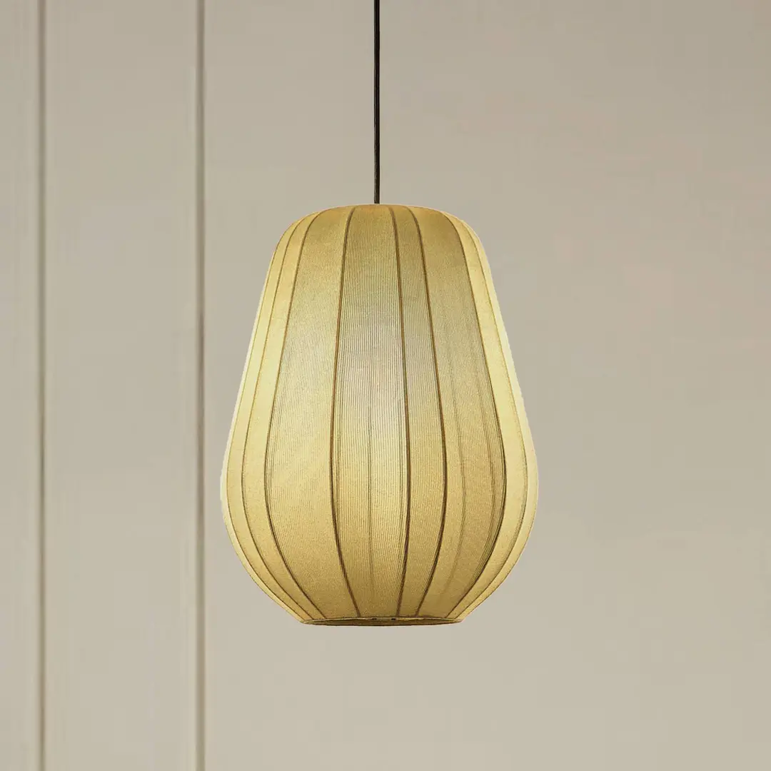 Lindby Hängeleuchte Helin, grau, Ø 30 cm, Stoff