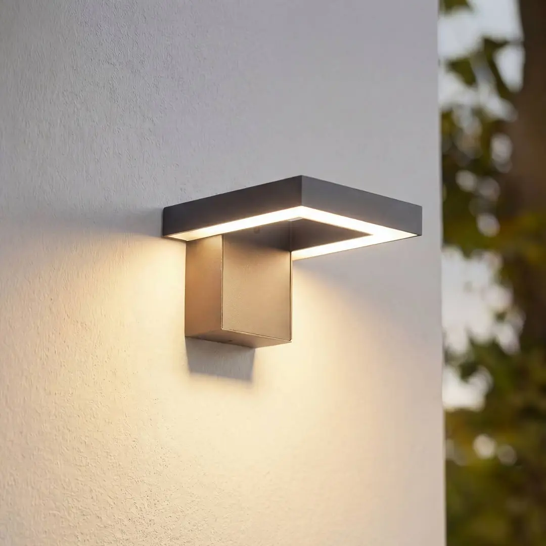 Lindby LED-Außenwandleuchte Orbin, grau, kippbar, CCT, IP54