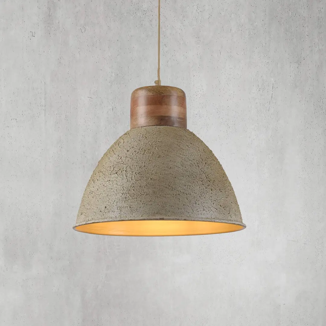 JUST LIGHT. GmbH Hängeleuchte Samia, Mangoholz, beige strukturiert