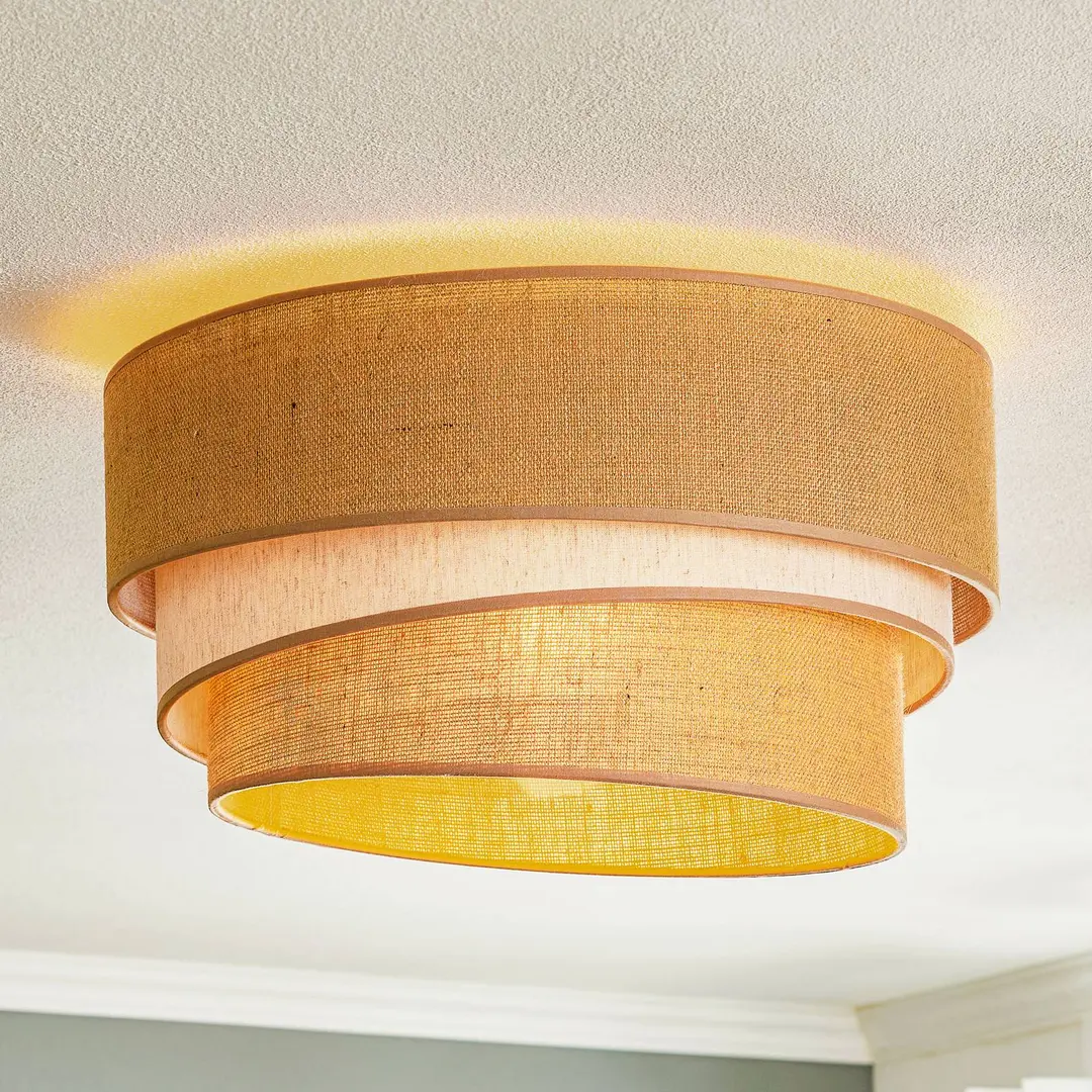 Duolla Deckenleuchte Trio jute, naturbraun/weiß, Ø45cm