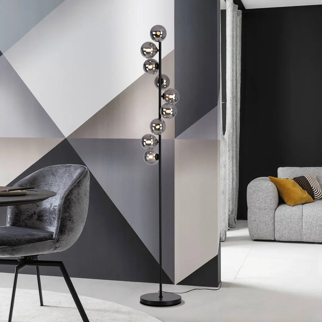 SCHÖNER WOHNEN-Kollektion SCHÖNER WOHNEN Stehleuchte Dubai, Rauchglas, 9-fl., G9