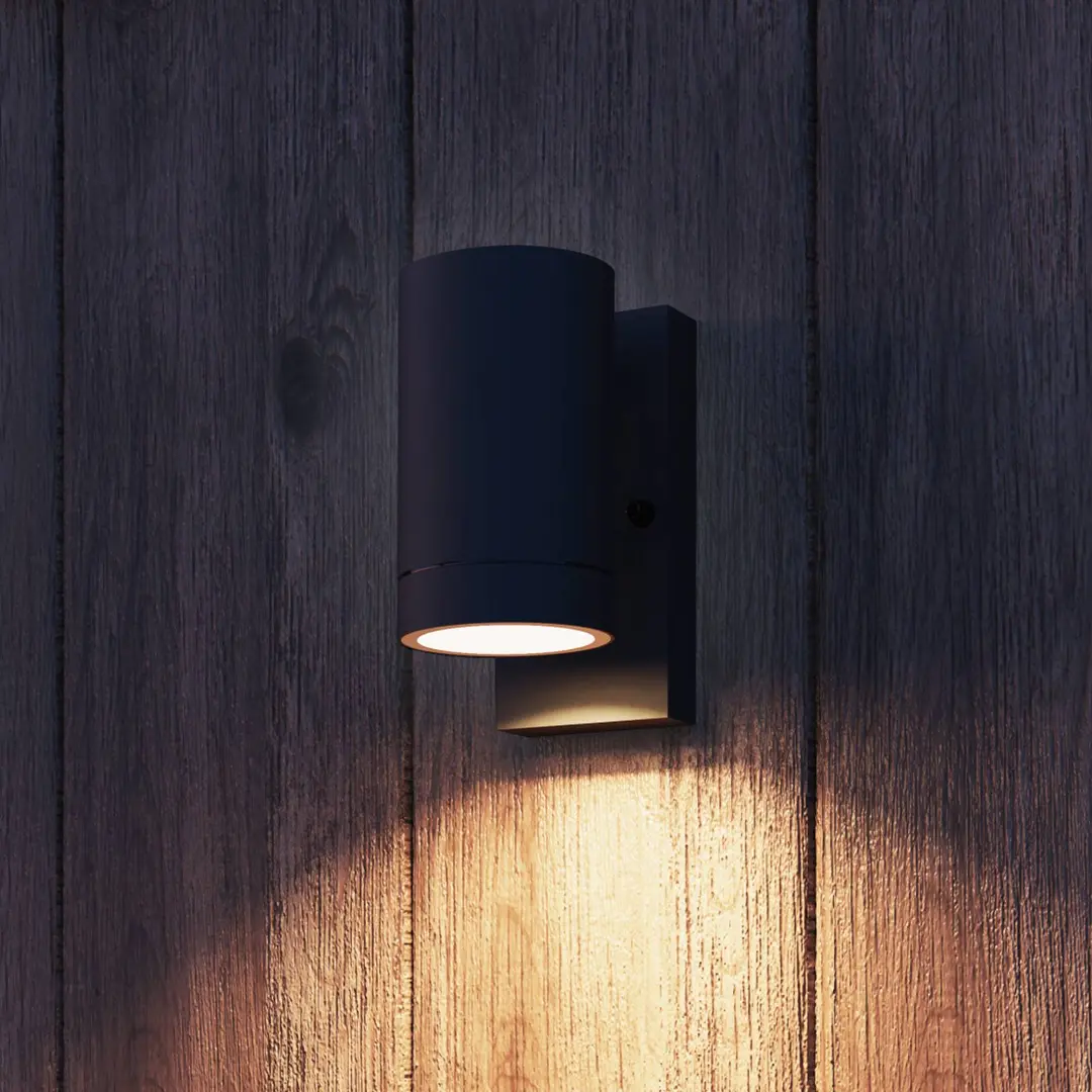 Calex Außenwandleuchte Alba GU10, Downlight, schwarz, Sensor