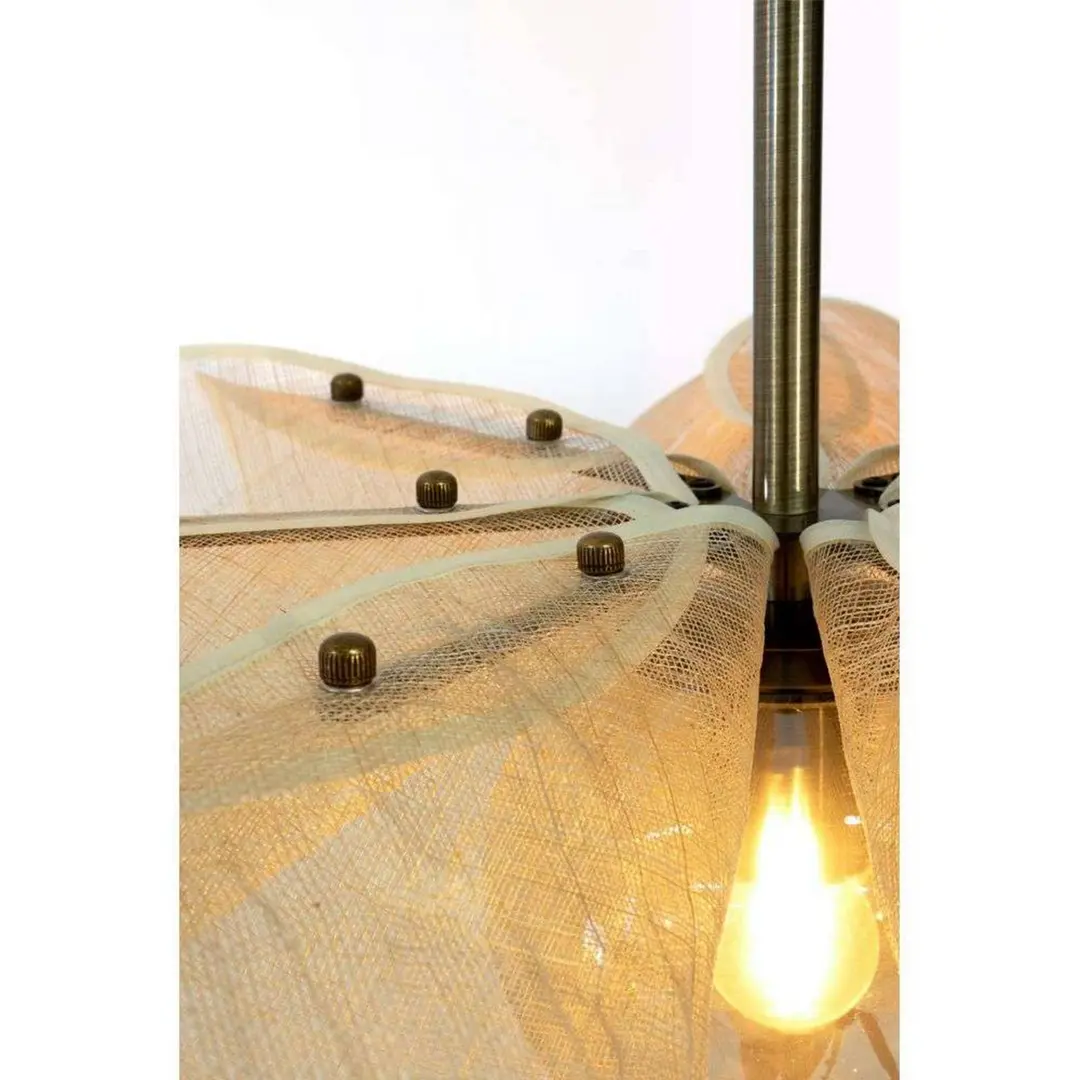Markslöjd Hängeleuchte Styrka, Ø 63 cm, messing/beige, Bananenfaser