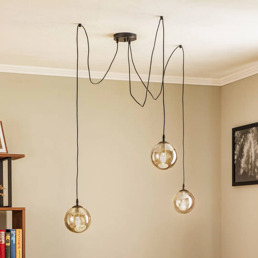 EMIBIG LIGHTING Hängeleuchte Glassy 3-flg. dezentral, Glas grafit