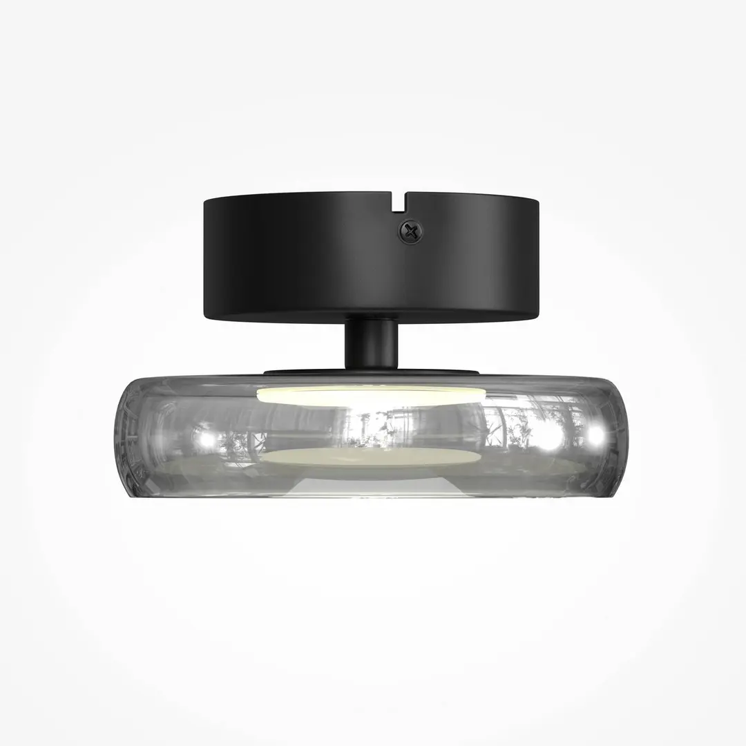 Maytoni LED-Deckenleuchte FLOAT, grau/schwarz, Ø 20 cm, Glas/Metall