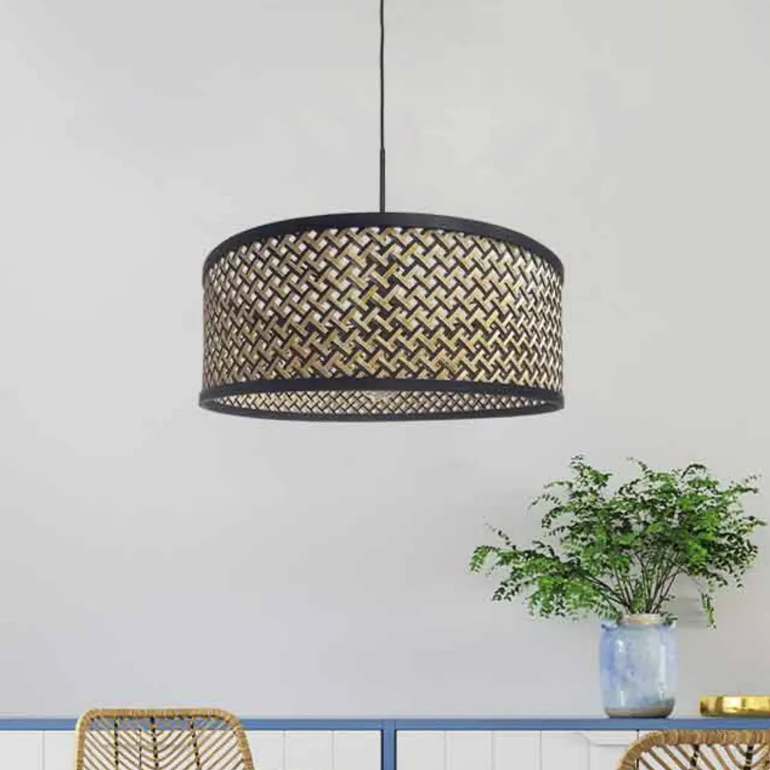 Steinhauer Hängeleuchte Sparkled Light, Geflechtschirm schwarz/holz