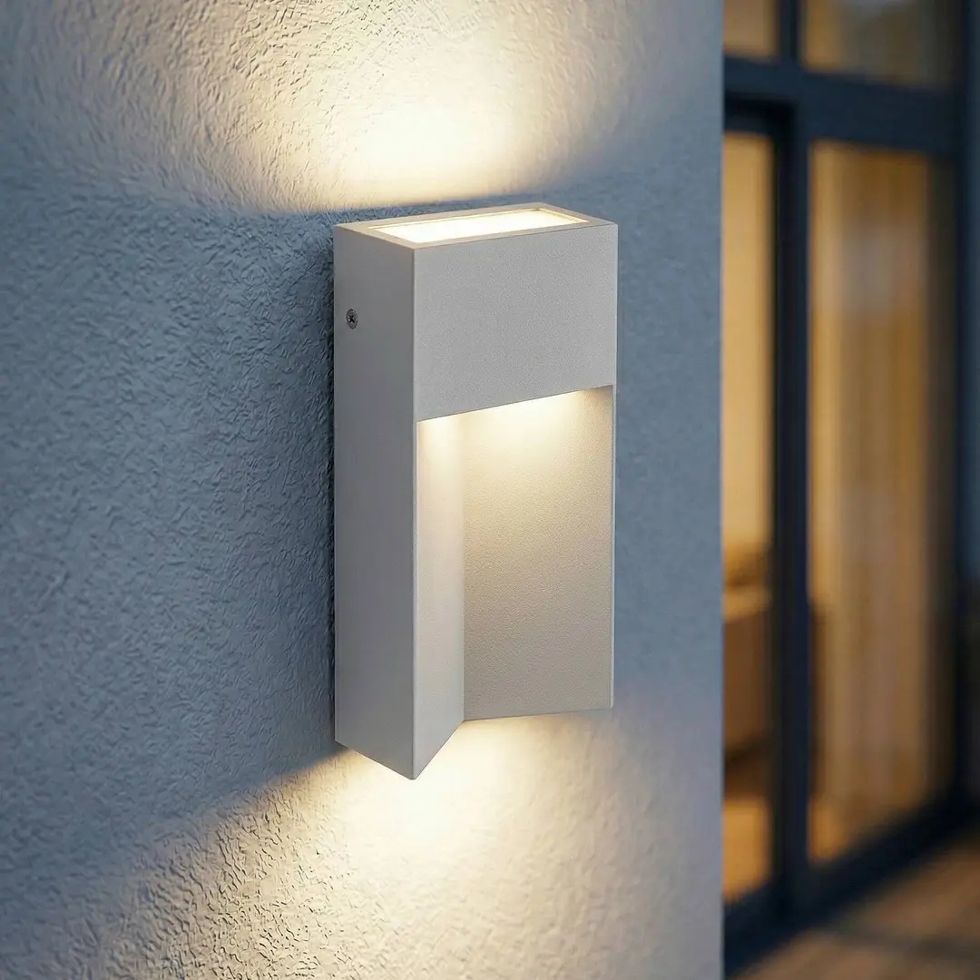 Lucande LED-Außenwandleuchte Kaholo, hellgrau, CCT, IP44