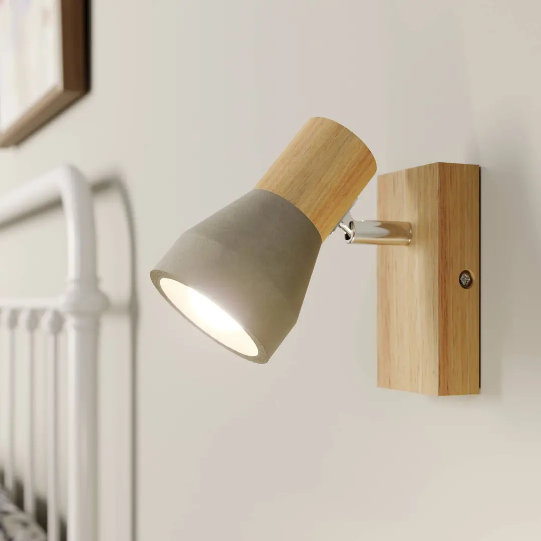 Lindby Strahler Filiz, 12 cm hoch, Holz, Beton, E14