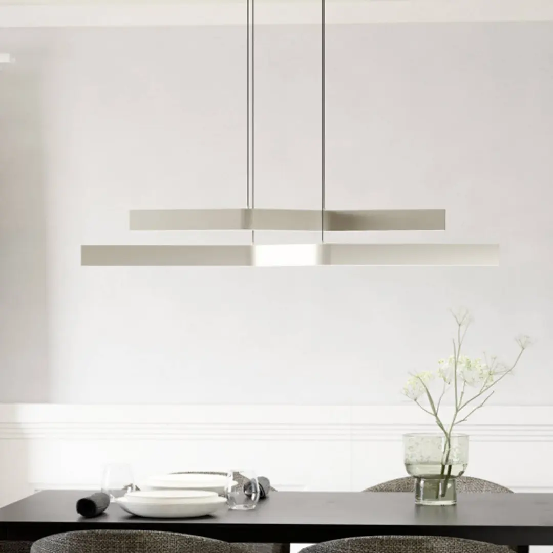 EGLO LED-Hängeleuchte PLAYITAS, nickel, 120 cm, 2-flg., CCT
