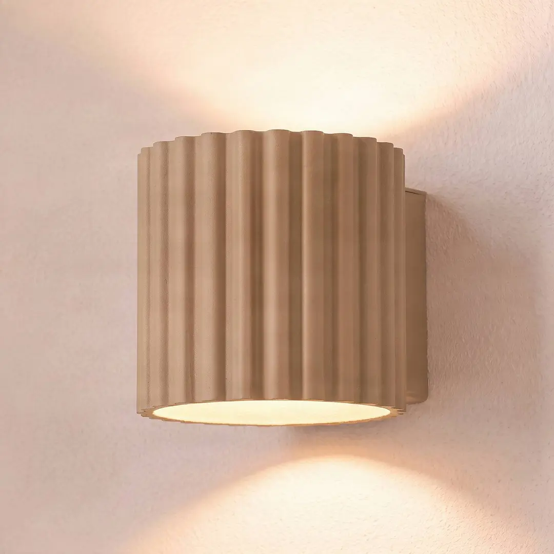 SOLLUX LIGHTING Wandleuchte Aura, taupe, Ø10cm, G9, up/down, Aluminium