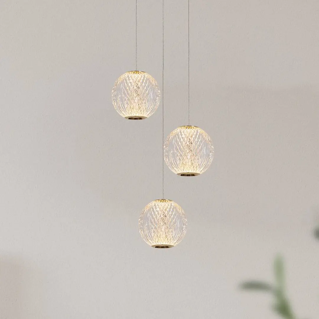 Lucide LED-Hängeleuchte Cintra, Ø 25 cm, transparent/gold, Acryl