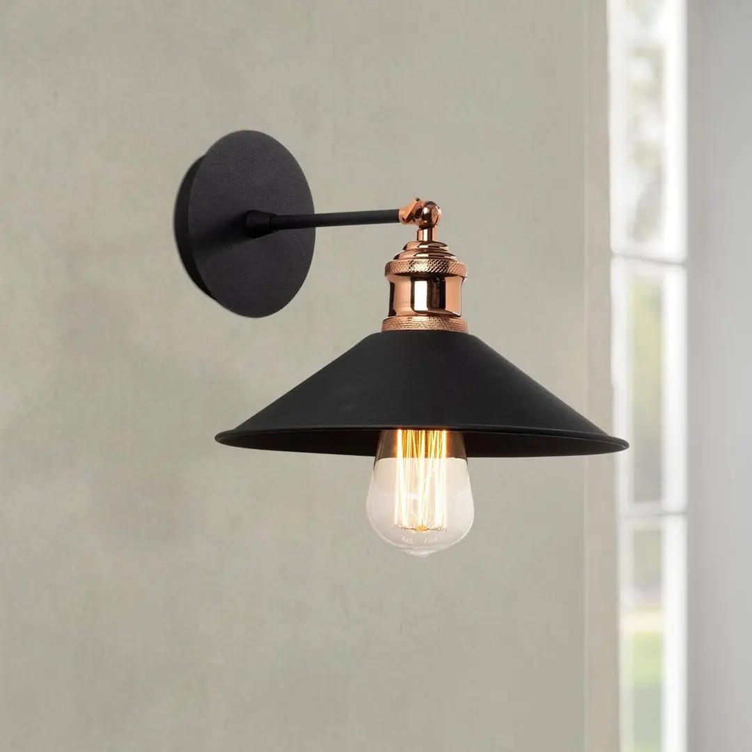 Opviq Wandleuchte Berceste N-663, schwarz/kupfer, Eisen, Ø 24 cm