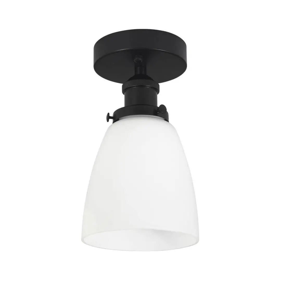 PR Home Deckenleuchte Kappa, schwarz/opal, Glas, Ø 14 cm