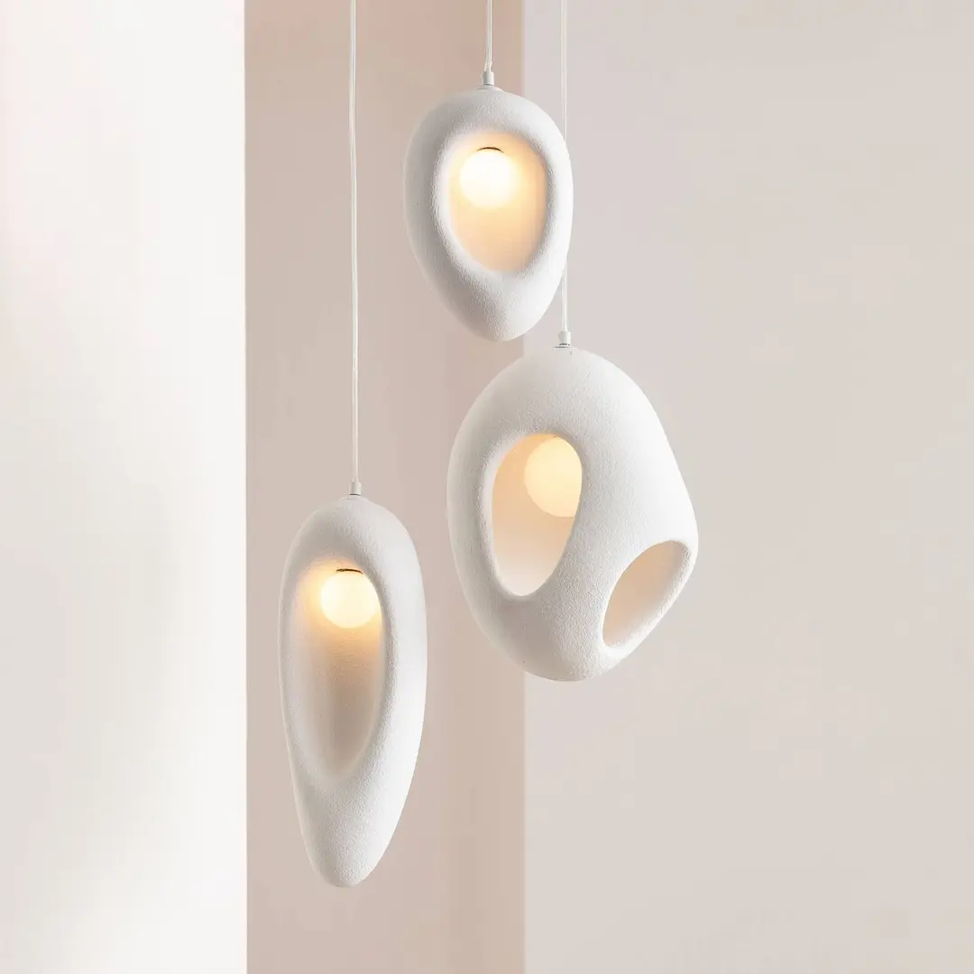 KARE Hängeleuchte Soul Dining, weiß, Gips, 53 cm, G9