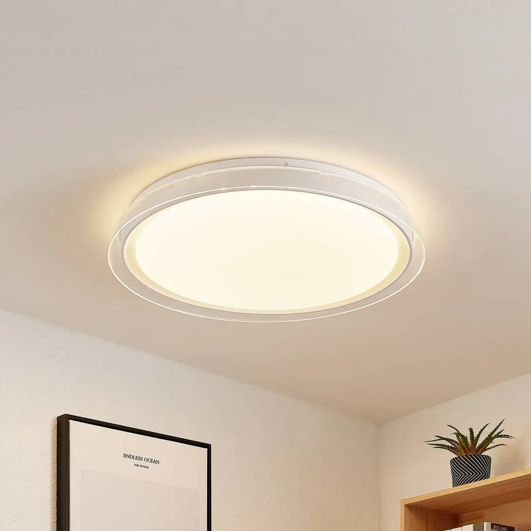 Lindby LED-Deckenleuchte Sleya Ø 50 cm, weiß, CCT, dimmbar