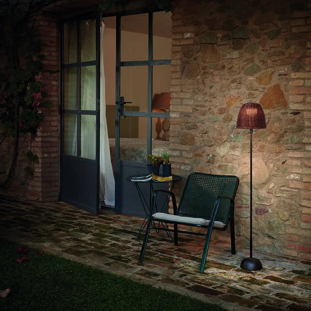 Bover LED-Akku-Stehlampe Atticus 114, grafitbraun/braun