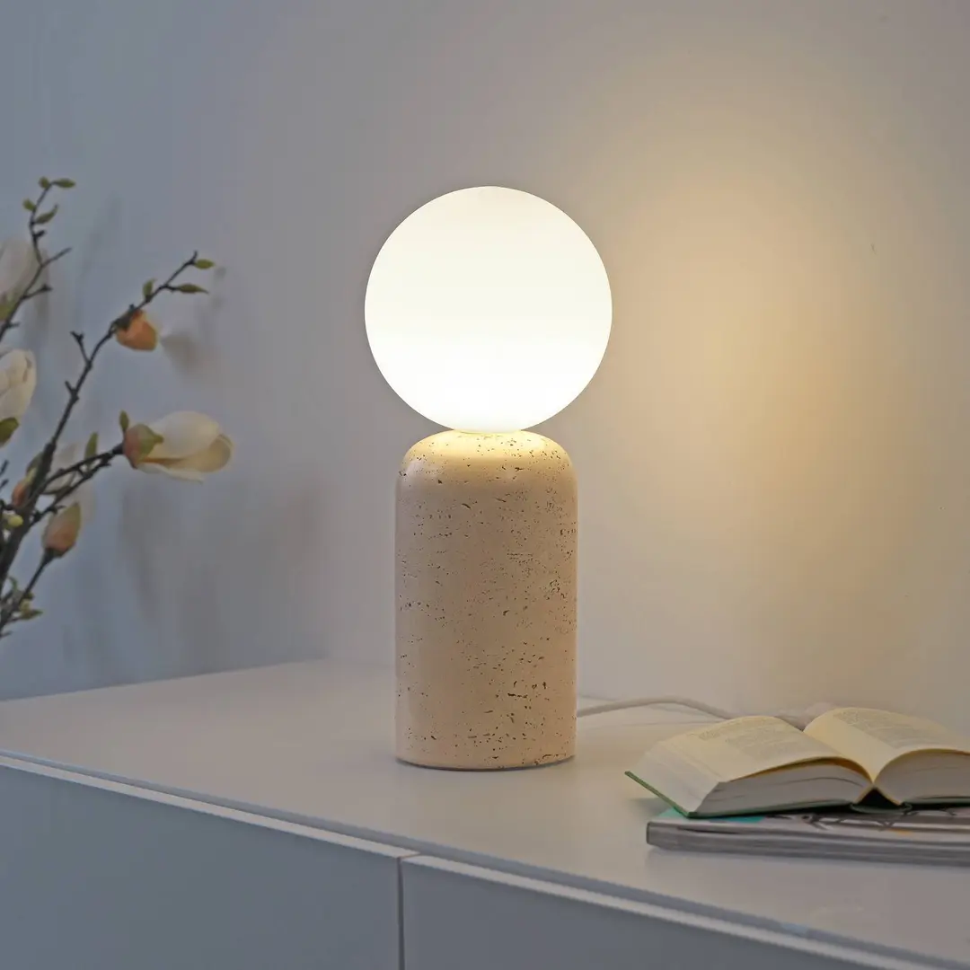 SCHÖNER WOHNEN Tischleuchte Traventa, beige/weiß, G9