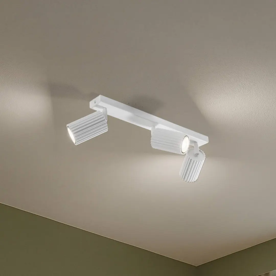 SOLLUX LIGHTING Deckenstrahler Karbon, weiß, Länge 45 cm, Aluminium, 3-flg.