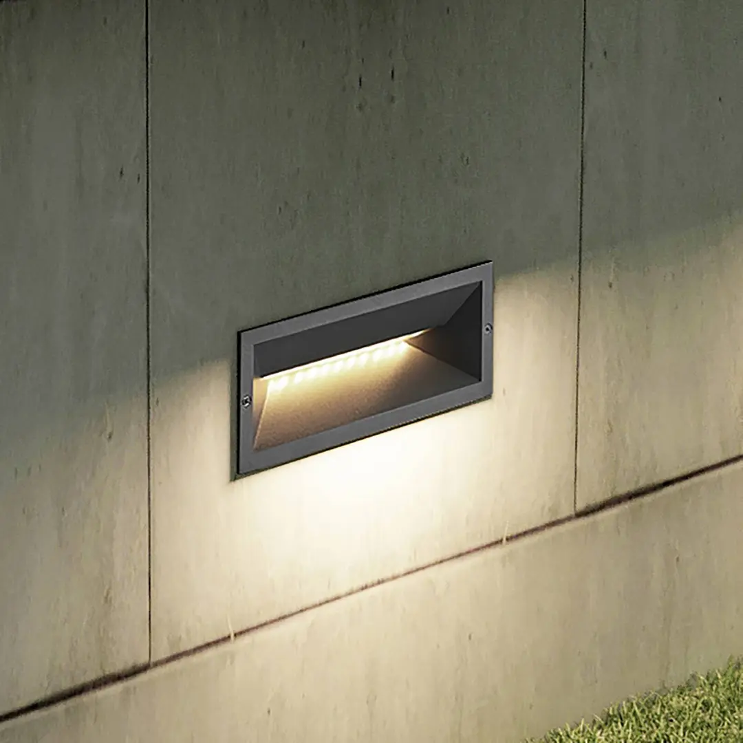 Lucande LED-Wandeinbauleuchte Jaano, anthrazit, Alu, IP65