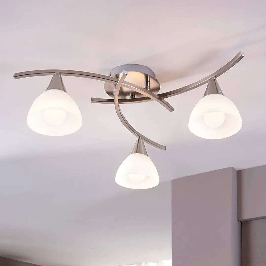 Lindby Deckenlampe Della, nickel, Ø 58 cm, 3-flammig, E14