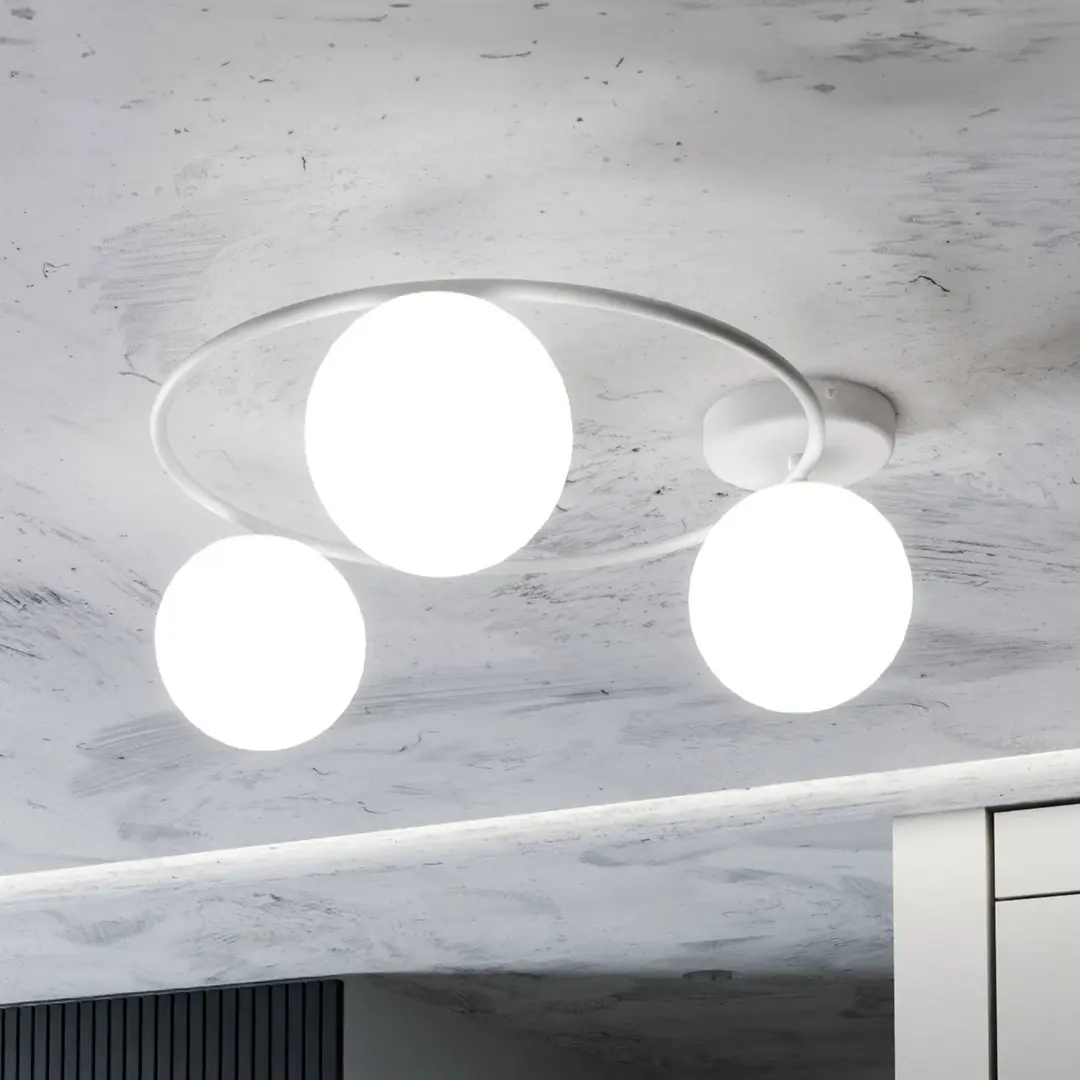 EMIBIG LIGHTING Deckenleuchte Ascella, weiß/opal, 74 cm, 3-flammig