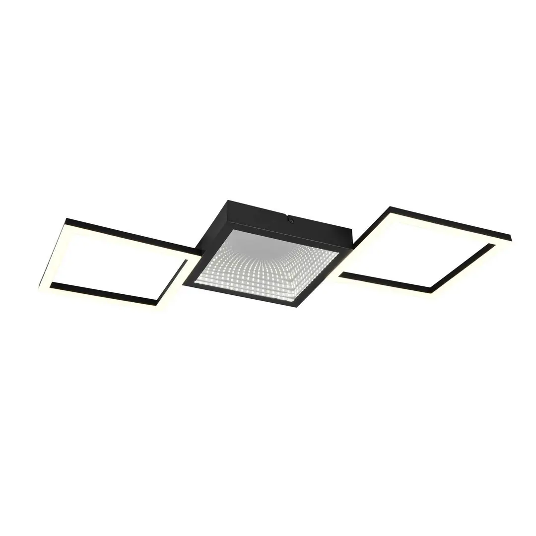 Reality Leuchten LED-Deckenleuchte Gelo, schwarz, dimmbar, 3000 K, Metall