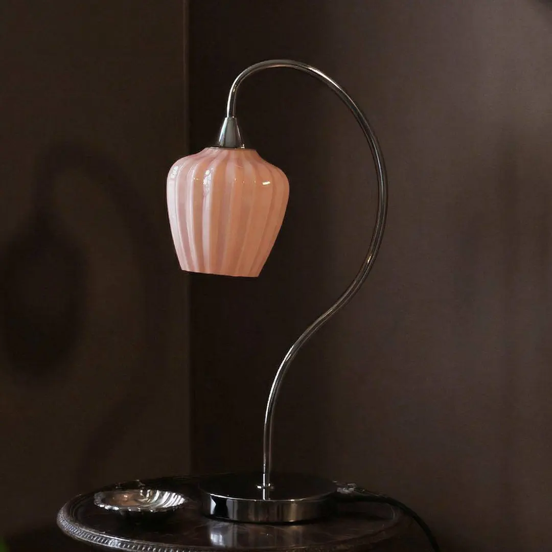 PR Home Tischleuchte Amalfi, apricot/chrom, Höhe 51 cm, Glas, E14