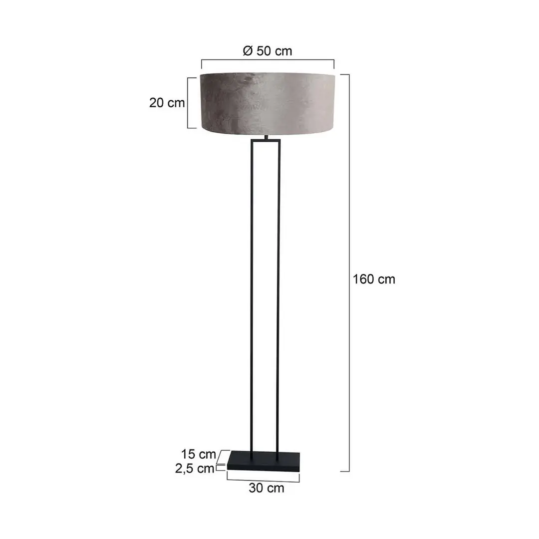 Steinhauer Stehlampe Stang, schwarz/Velours silber, Höhe 160 cm, E27