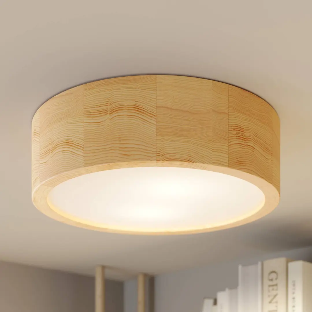 TEMAR LIGHTING Deckenleuchte Cleo, Ø 27,5cm, Kiefernholz, E27