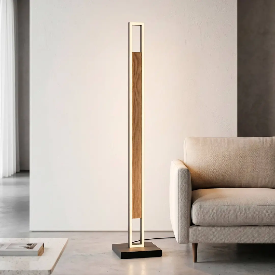 PAUL NEUHAUS LED-Stehlampe Sveja, schwarz/holzfarben, Höhe 140 cm, CCT