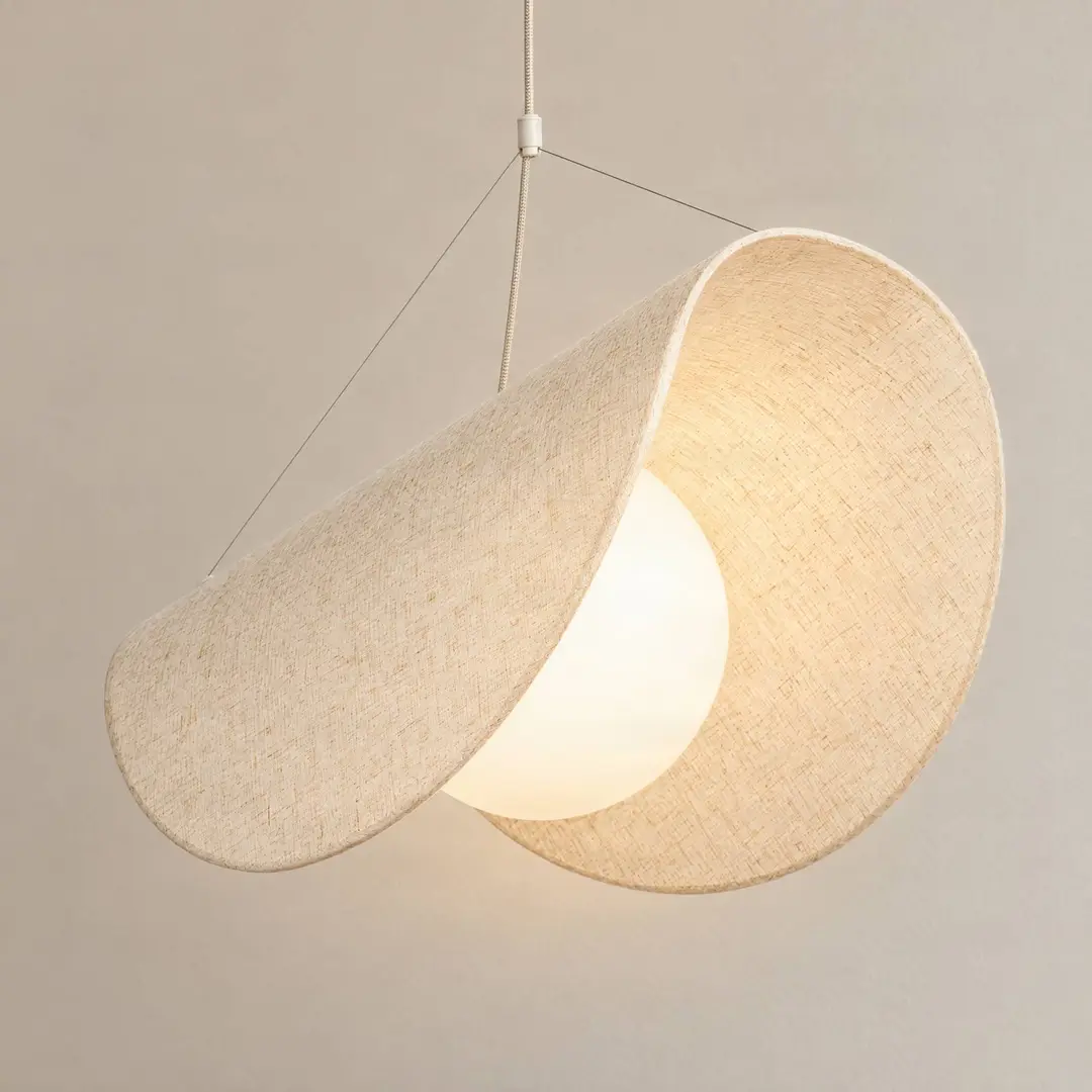 Lucande LED-Hängeleuchte Tamani, beige, Leinen, dim to warm