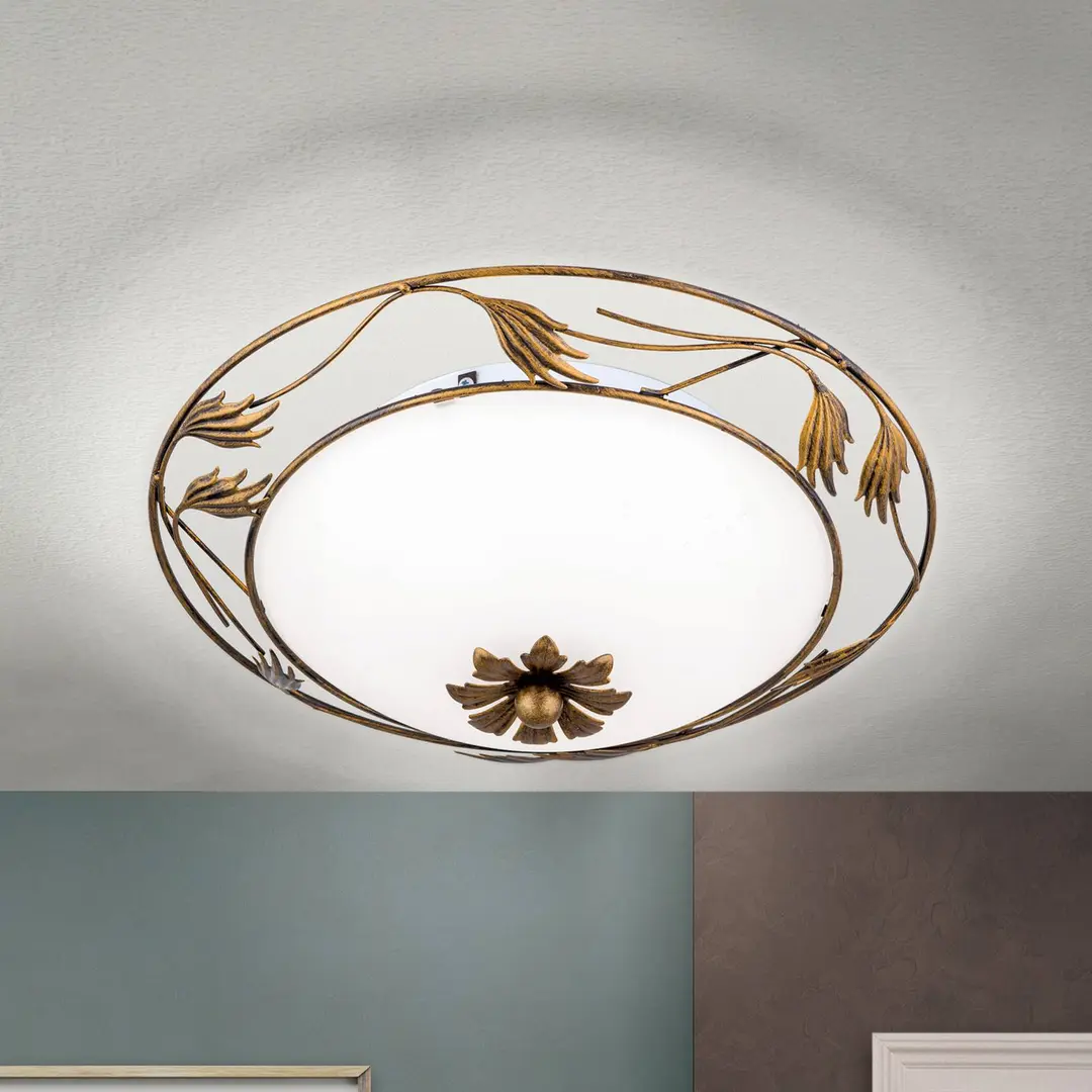 Orion Deckenleuchte Fleur, gold antik, Ø 40cm