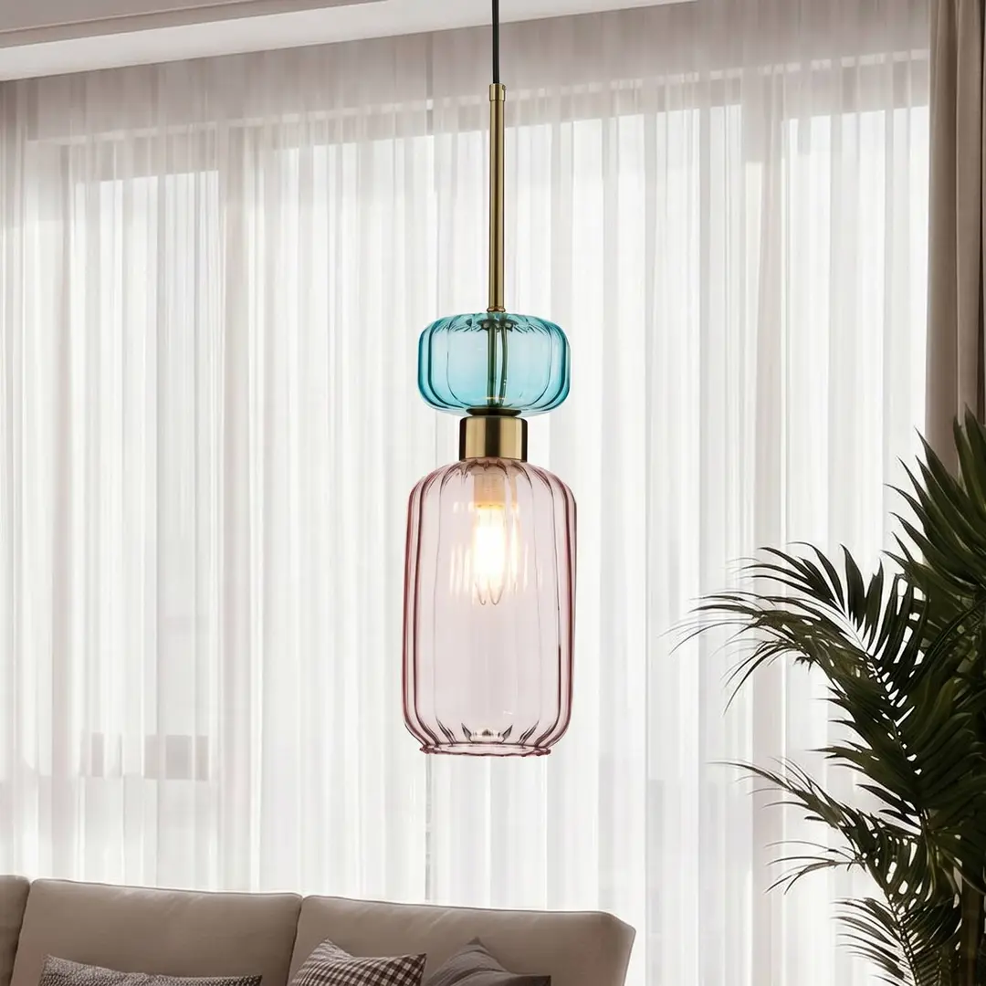 Milagro Lighting Hängeleuchte Molly, rosa/gold, 1-flammig, Glas, Ø 12 cm